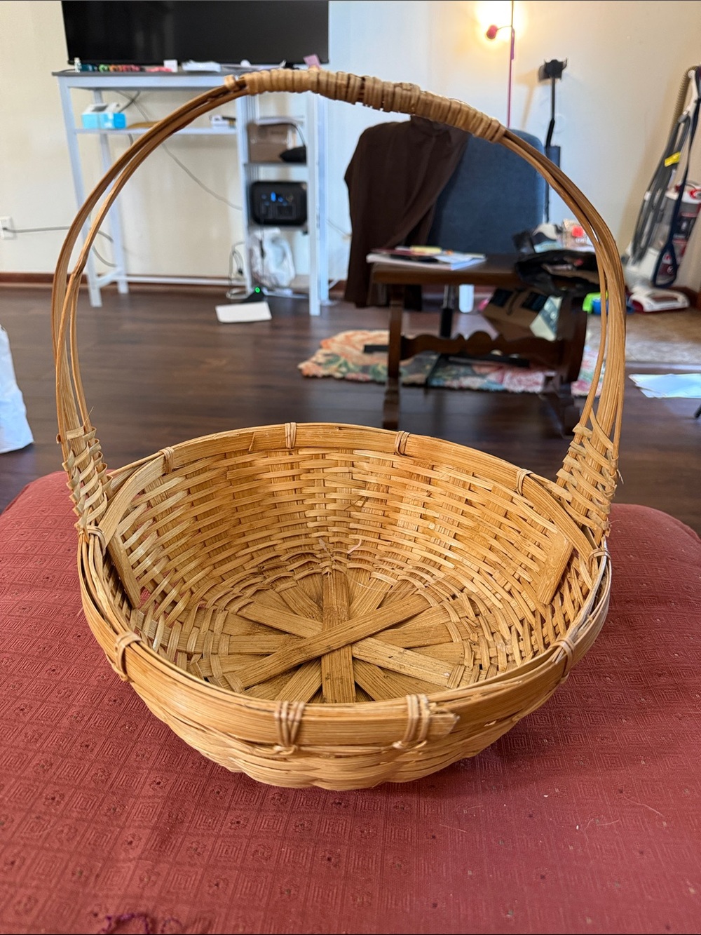 Woven Rattan Handle Basket - Natural Brown
